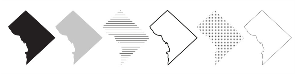 Wall Mural - district of columbia state map black. district of columbia map silhouette isolated on transparent ba