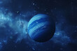 Planet Neptune in the starry sky of solar system in space