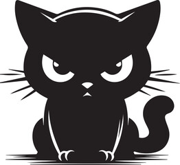 Wall Mural - Angry cat silhouette, Graphic portrait of a angry cat, cat silhouette for Halloween