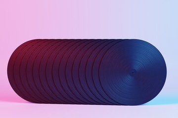 Aufkleber - This image presents a vinyl record infused with retro wave aesthetics, blending classic analog music with futuristic neon elements.