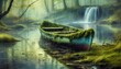 Mystisches Boot, an einem vergessenem Ort, im Moor, Sumpf