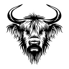 Wall Mural - Highland cow detailed silhouette hand drawn vector