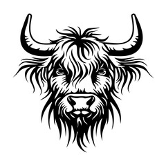 Wall Mural - Highland cow detailed silhouette hand drawn vector