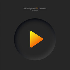 Poster - Round play button on a black background. User interface elements in the style of neumorphism, UX, UI. Vector EPS 10.
