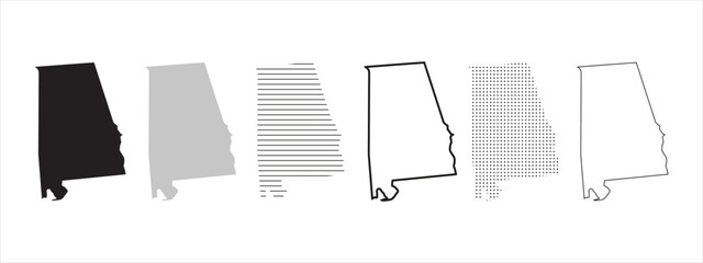 Wall Mural - alabama state map black. alabama map silhouette isolated on transparent background. vector illustrat
