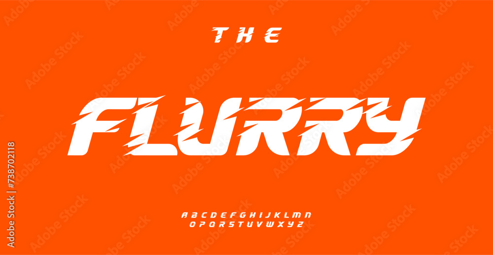 Dynamic Font Style Dynamic font style on vibrant orange, energizing feel. Alphabet letters ...