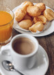 Pão de queijo or Brazilian cheese bread, a small, baked cheese roll or cheese bun, a popular snack and breakfast food in Brazil.