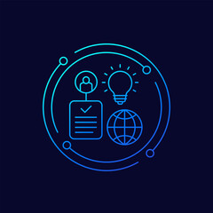 Poster - global patent icon in linear design