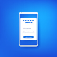 Canvas Print - Create account form, ui design, vector mobile interface