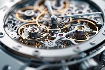 Poster - 3D, construct of a mechanical watches inner workings. Generative AI.