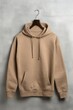 © Mikee - Oversized Light Brown Blank Hoodie Mockup On Concrete Background