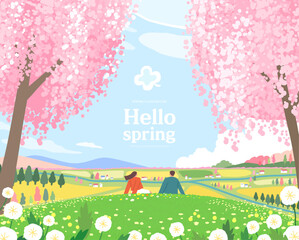 spring template with beautiful flower. vector illustration