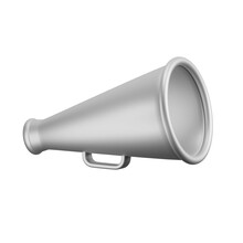 Old Metallic Megaphone, 3d Icon. 3D Object On A Transparent Background
