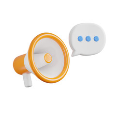 Poster - Megaphone with a speech bubble, 3d icon. 3D object on a transparent background