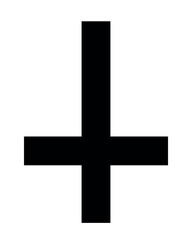 Wall Mural - Cross of Saint Peter, black and white vector silhouette illustration of inverted upside down Christian or anti-Christian and Satanic symbol, isolated on white background