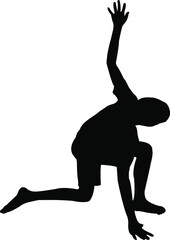 Canvas Print - a boy making exercise, silhouette vector