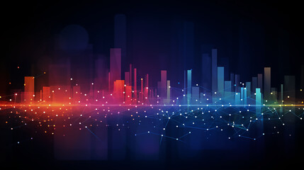 Wall Mural - colorful Modern hi-tech, science, futuristic technology. communication, innovation future tech data, internet network connection, Ai big data, line dot. Digital technology connect background.