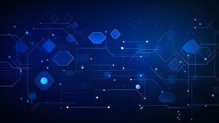 Wall Mural - blue futuristic square high computer technology business background.