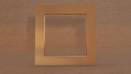 Poster - Golden frame with lights effects. Shining rectangle animation. Golden thin rectangular frame. Perfect design for headline, logo and sale banner. Gold shiny glowing vintage rectangle frame