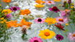 Badesalz - Getrocknete Blüten und Kräuter in Schale auf Holzuntergrund, Spa-Produkt für Wellness und Entspannung, Generative AI

