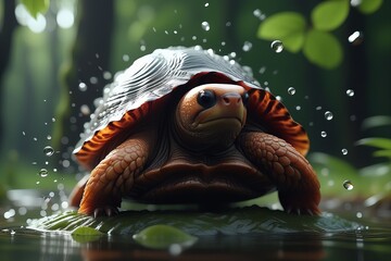 Wall Mural - turtle in the water. turtle in the water. a beautiful shot of a red - eyed turtle in water