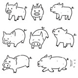 Fototapeta Dinusie - vector set of pig