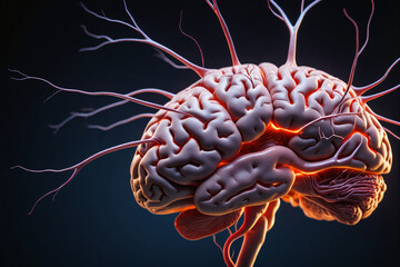 Aufkleber - Close up of human brain showing neurons firing and neural extensions - Concept for idea and brainstorming