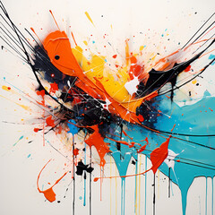 Wall Mural - Abstract art with paint splatters and dynamic shapes