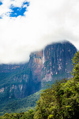 Wall Mural - View of Angel falls from Carrao river in Canaima National Park. Venezuela