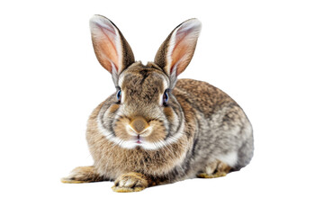 Wall Mural - Studio portrait of cute rabbit isolated on transparent png background, happy bunny running on floor, adorable fluffy rabbit that sniffing.