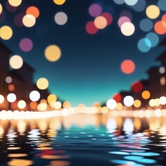 abstract christmas night bokeh background with reflection, blurred city lights and christmas tree abstract christmas night bokeh background with reflection, blurred city lights and christmas tree chri