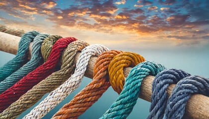rope on the sea Team rope diverse strength connect partnership together teamwork unity communicate support. Strong diverse network rope team concept integrate braid color background cooperation empowe