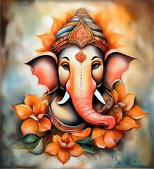 Illustration of Lord Ganesha, the son of God Shiva and Goddess Parvati. The Hindu God Ganesha is the remover of obstacles .He is the first God to be worshipped in all Hindu rites and rituals.