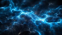 The Image Depicts An Abstract Blue Neon Plasma Design, Resembling Electricity Or Neural Activity, With Intricate Details