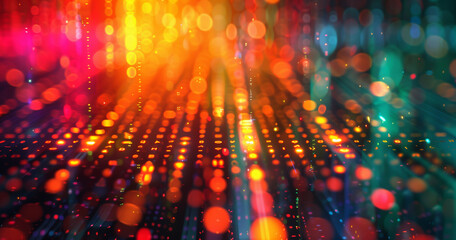 Poster - Monitor appears to have multiple colored lines on it with bokeh panorama