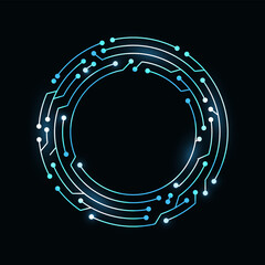 Aufkleber - Circuit board circle frame. Abstract digital round frame, hardware board and electronic motherboard pattern . Programming science, computer system element