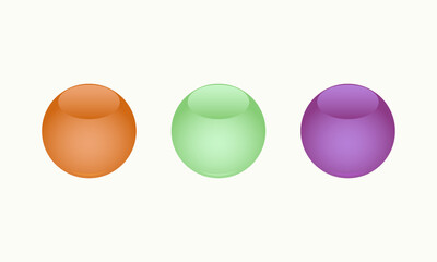 Collection of abstract colorful buttons. Glossy spheres on white background. 