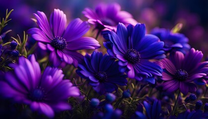 purple and dark blue flowers pattern background