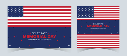 Wall Mural - Set of memorial day sale web banner. Happy memorial day holiday sale post. Memorial day weekend sale banner. Memorial Day social media promotion template design in USA national flag colors