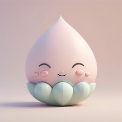 Poster - 3d rendering of cute cartoon egg 3d rendering of cute cartoon egg 3d rendering cute cartoon character of a happy smiling face with a pink round ball inside the water drop