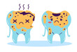Teeth tooth clean cavity isolated set. Vector graphic design illustration