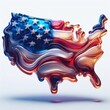 USA glass style map. AI generated illustration