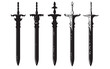 Monochrome vintage icon sword set of 4