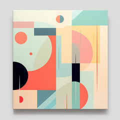 Sticker - Abstract geometric shapes in pastel colors.