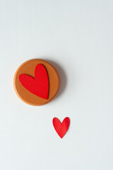 Poster - wooden hearts on round wooden objects