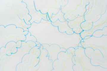 Wall Mural - tracing paper with blue wavy lines