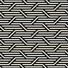 Vector Seamless Pattern With Geometric Zigzag. Endless Stylish Texture. Ripple Monochrome Background. Bold Weaved Grid. Modern Interlaced Swatch.