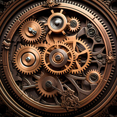 Sticker - Steampunk-inspired gears and cogs close-up.