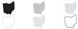 Fototapeta  - Ohio State Map Black. Ohio map silhouette isolated on transparent background. Vector Illustration. Variants.