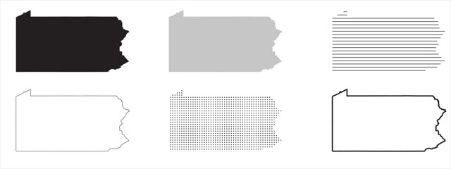 Wall Mural - pennsylvania state map black. pennsylvania map silhouette isolated on transparent background. vector